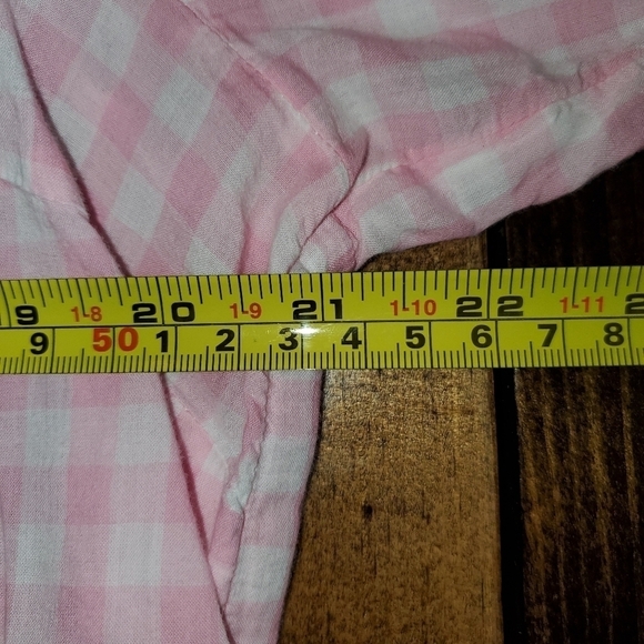 Talbots Large Petite Pink & White Gingham Long Sleeve Top - Picture 9 of 12